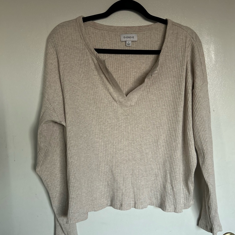 Evereve Cream Ribbed Crop Top‎